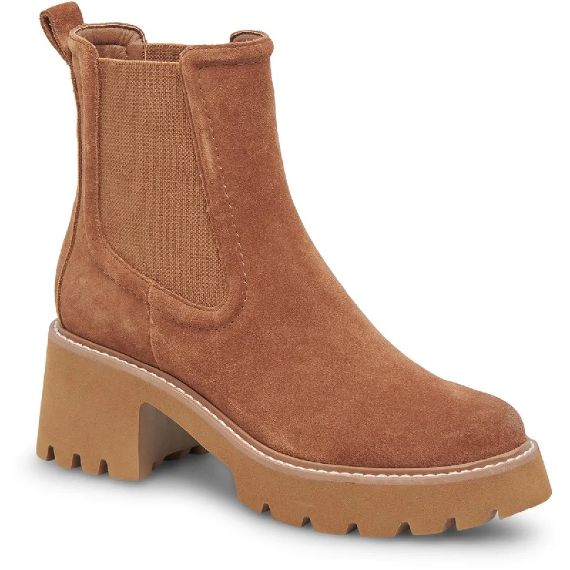 Dolce Vita Womens Hawk H2O Wide Suede Block Heel Booties