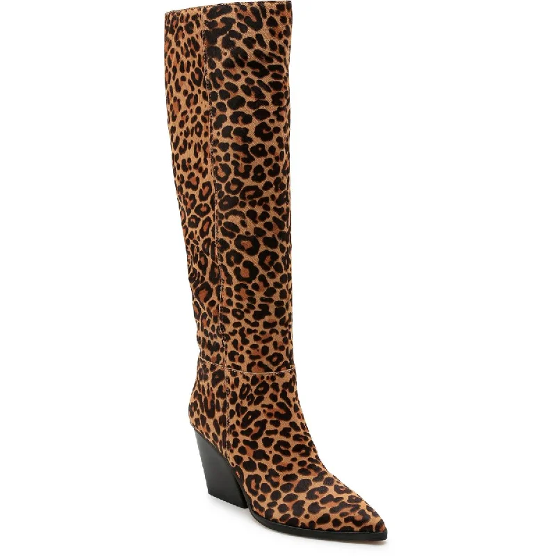 Dolce Vita Womens Isobel Calf Hair Leopard Print Knee-High Boots