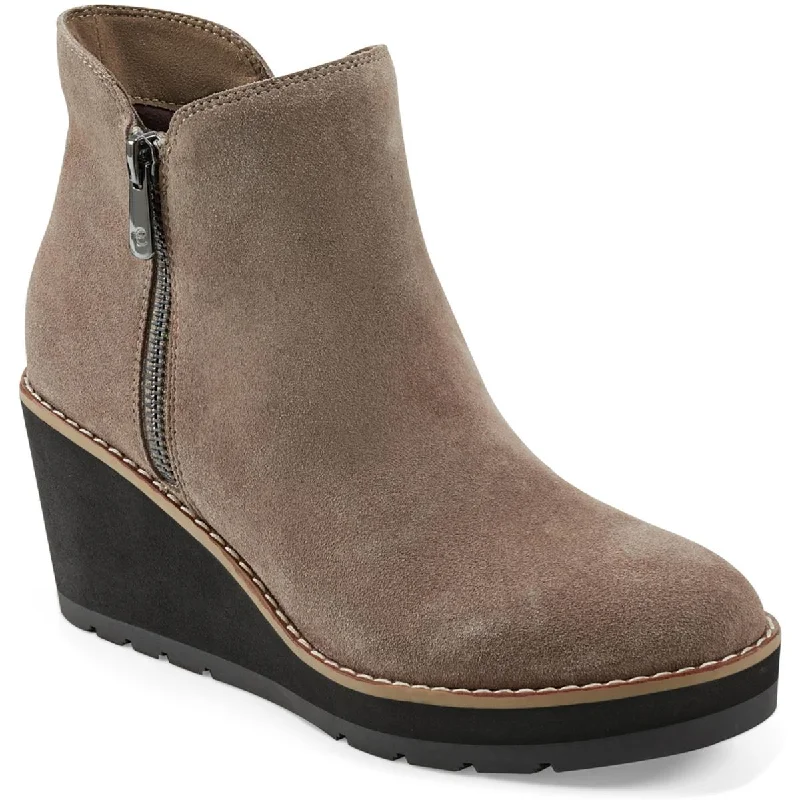 Easy Spirit Womens JAYDA Suede Round toe Wedge Boots