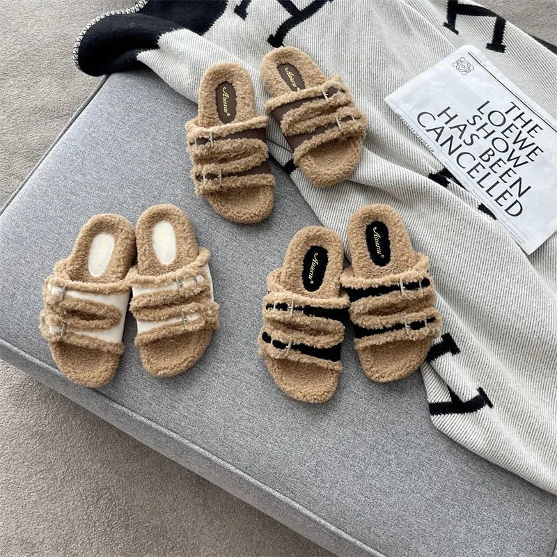 Fur Women's Slippers In Winter 2023 Real Mink Shoes Flat Bottomed Home Women'S Plush Shoes Casual Shoes