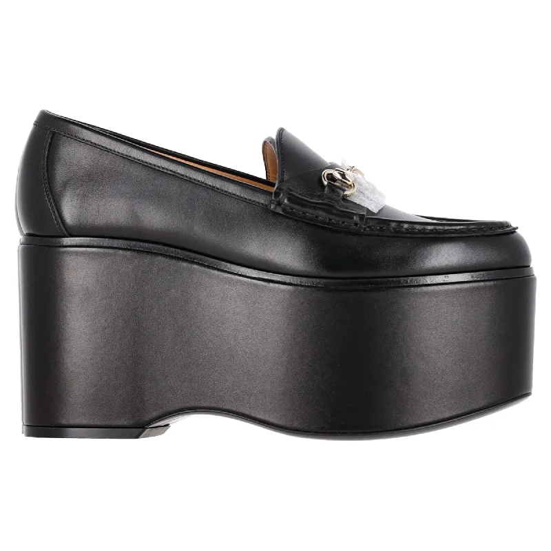 Gucci Horsebit Platform Loafers in Black Leather