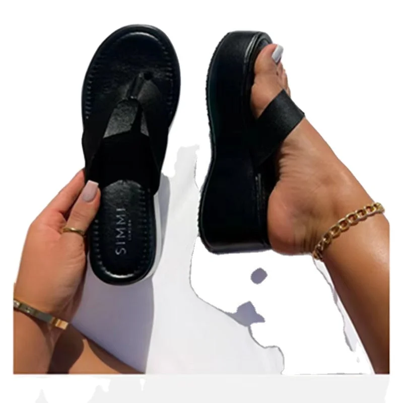 J&H 2023 new arrivals flip flops slippers chic platform wedges sandals for women and ladies big size summer shoes