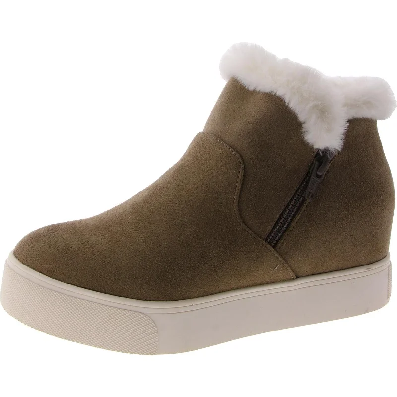 J/Slides Womens Faux Suede Flatform Ankle Boots