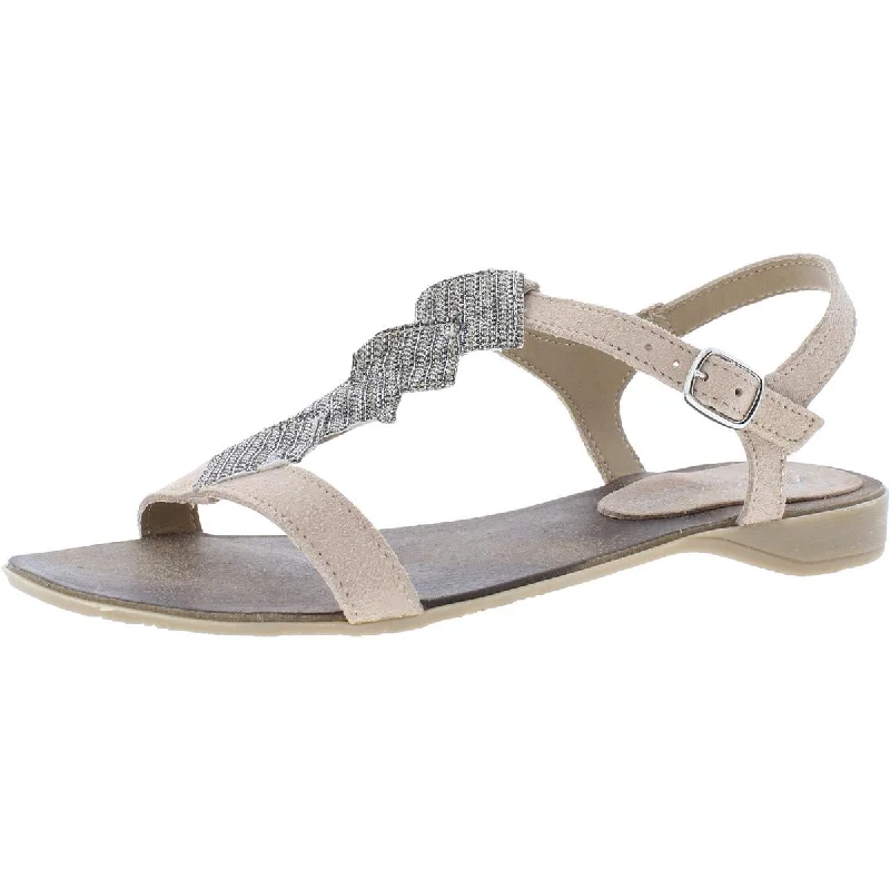 Lara Collection Womens Oliva Leather Embellished T-Strap Sandals