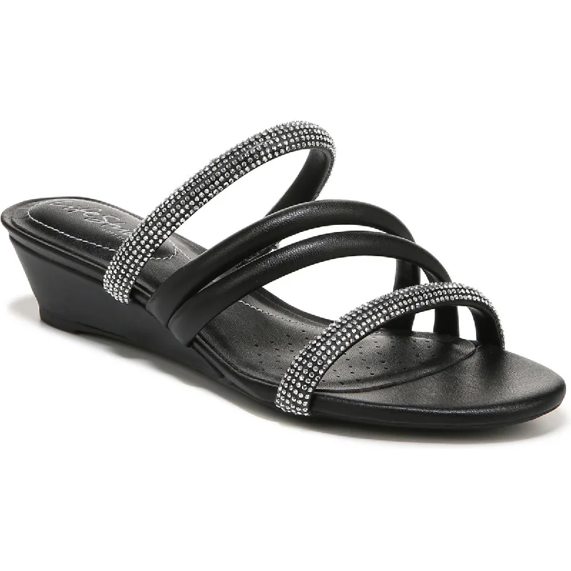 LifeStride Womens Yours Truly 2 Faux Leather Embellished Strappy Sandals