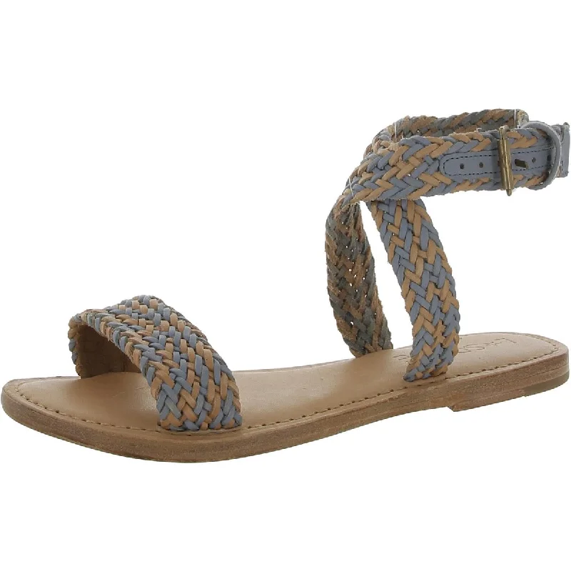 L'Space Womens Bora Bora Leather Ankle Strap Slide Sandals