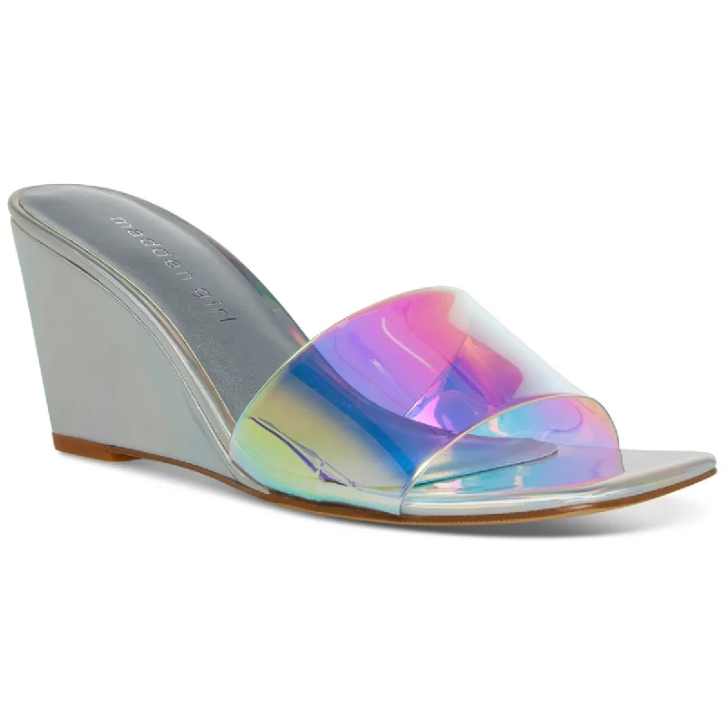 Madden Girl Womens Rayne Iridescent Slide On Wedge Sandals