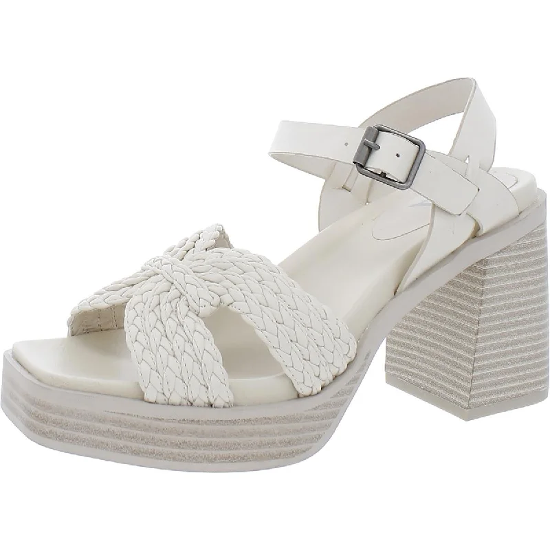 Mia Womens Woven Open Toe Block Heel