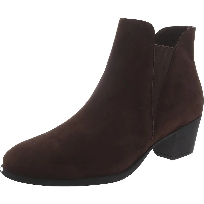 Munro Womens Suede Stacked Heel Ankle Boots