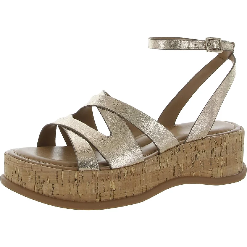 Naturalizer Womens Riley Faux Leather Metallic Platform Sandals