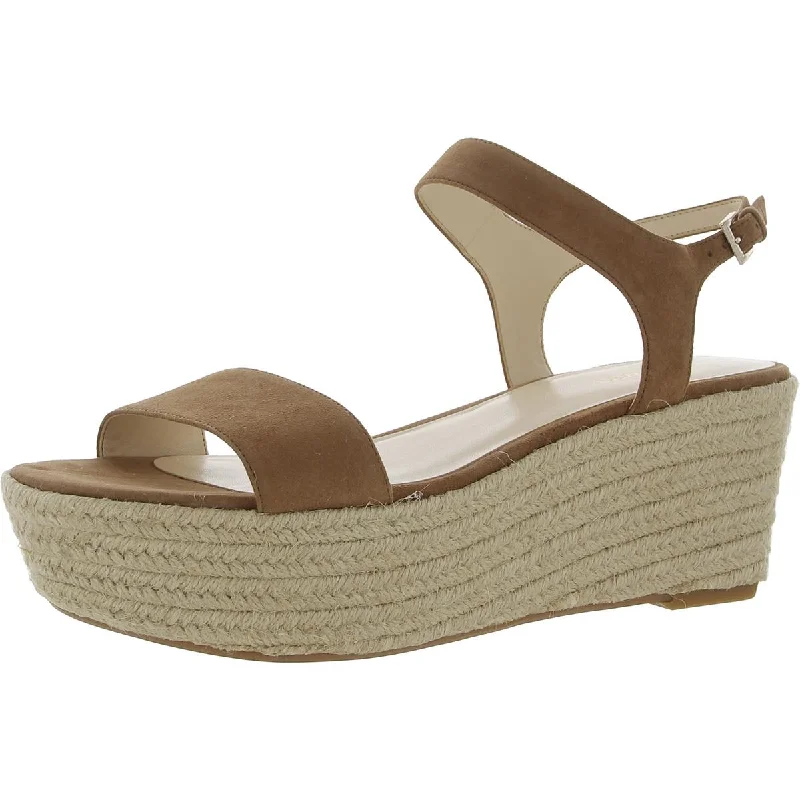 Nine West Womens Flownder Suede Ankle Strap Wedge Sandals