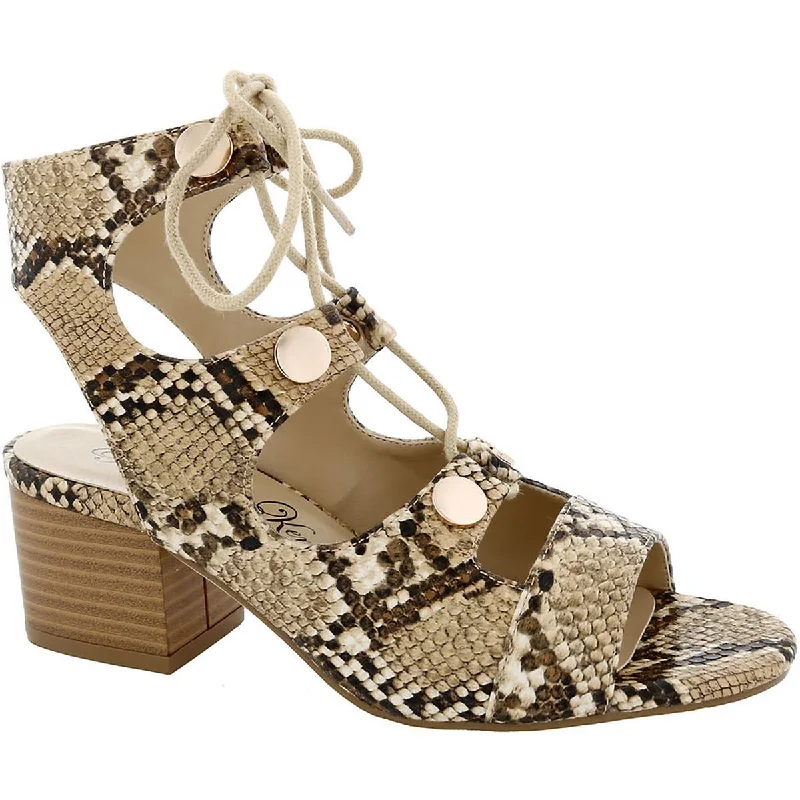 Penny Loves Kenny Womens Serge Open Toe Snake Print Block Heels