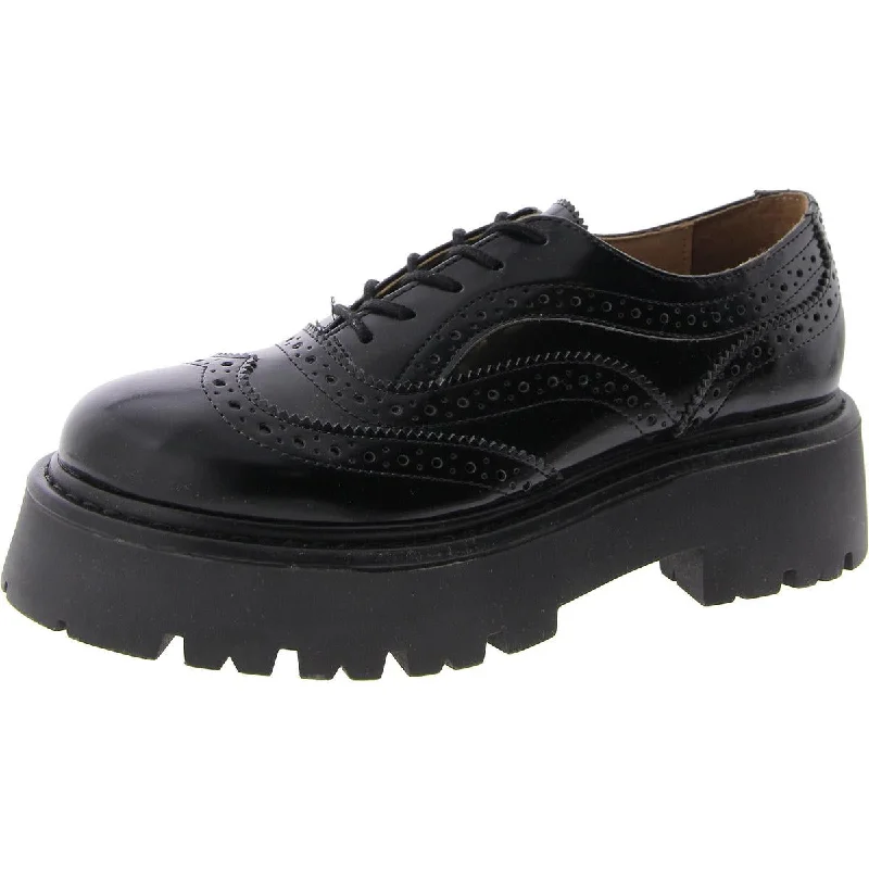 Russ Womens Leather Lace-Up Oxfords