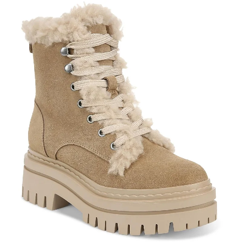 Sam Edelman Womens Kyler 2 Suede Lugged Sole Shearling Boots