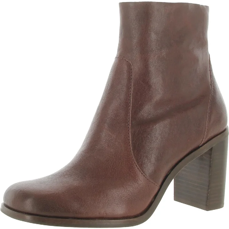 Sofft Womens Santee Leather Stacked Heel Ankle Boots