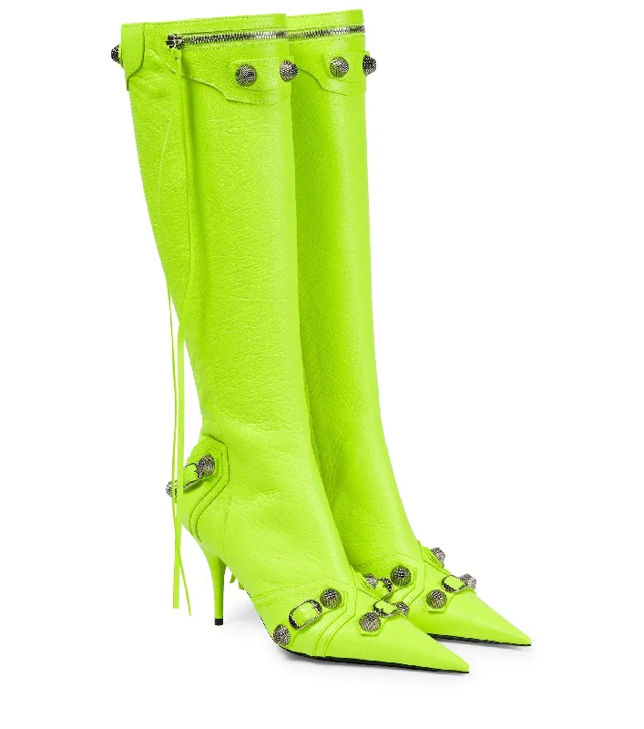 TX 2022 new designer high heel stiletto metal side zipper tassel tube women thigh high boots