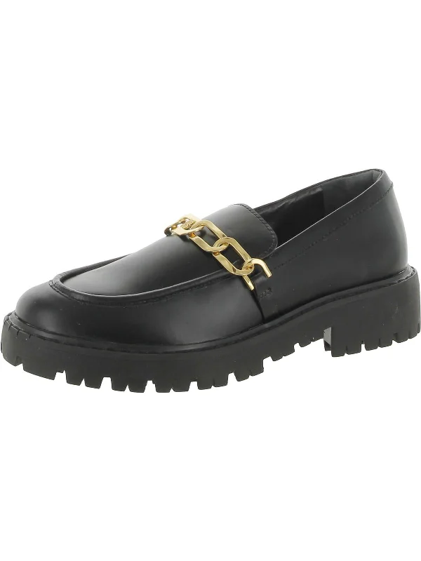 Christie Womens Leather Chain Loafers