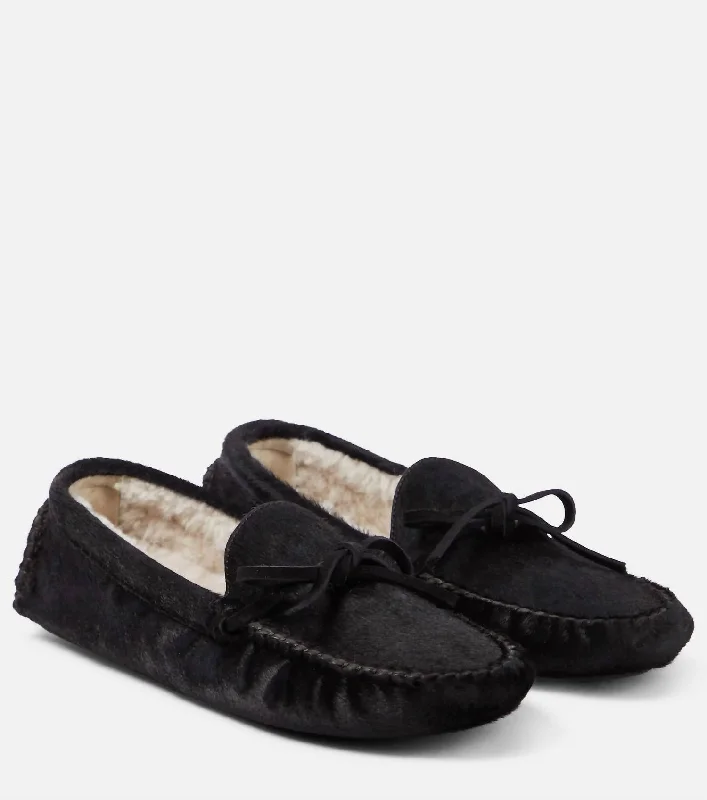 Lucca Mocassin Calf Hair Loafer In Noir