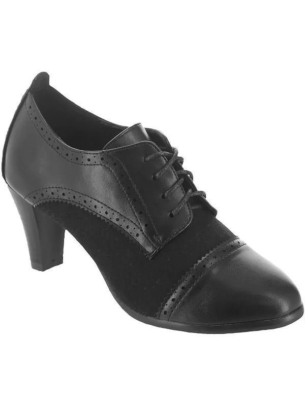 Olive Womens Faux Leather Dressy Oxfords