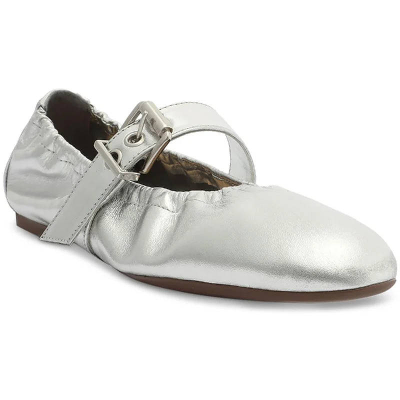 Womens Leater Adjustable Ballet Flats