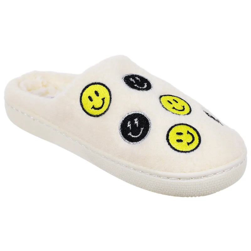 Ladies Wool Scuff with Multi Smiley Face Applique