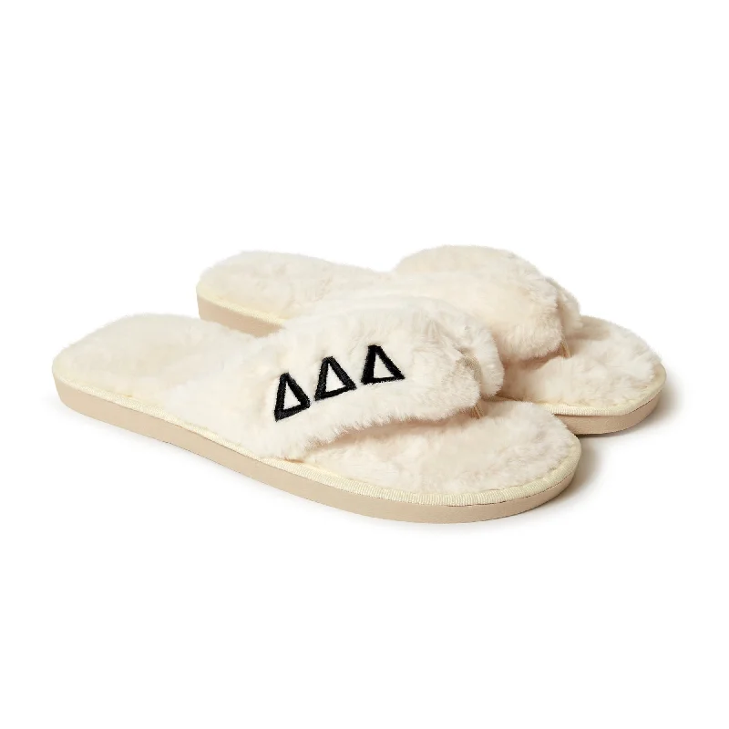 Delta Delta Delta - Furry Slippers Women - With DDD Embroidery Logo