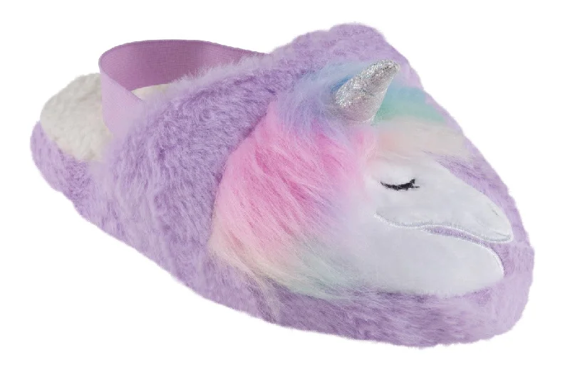 Girls Faux Fur Scuff with Unicorn Head with Soft Boa Applique