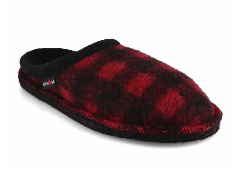 HAFLINGER Women Felt Slippers 'Flair Plaid', paprika