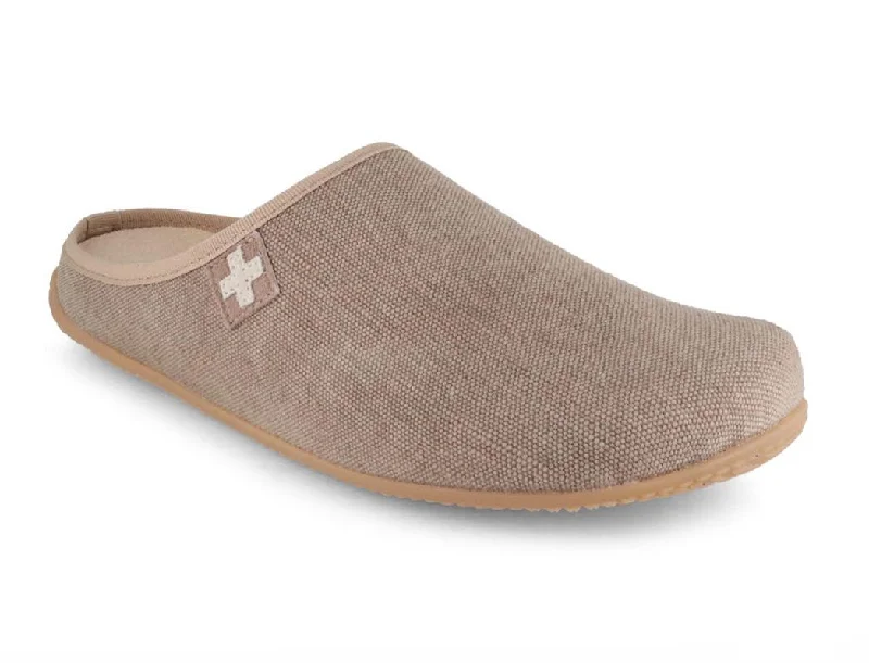 Living Kitzbuehel Men Women Cotton Slippers 'Swiss Cross', sand