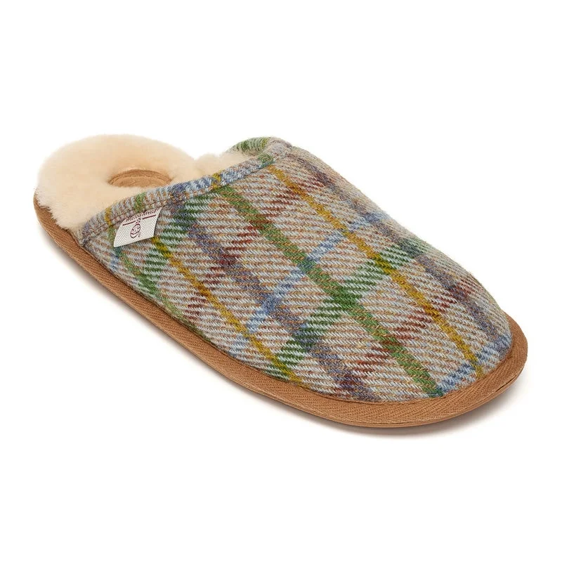 William - Harris Tweed Mule - Beige Check